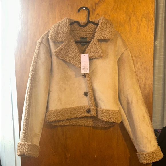 wild fable Jackets & Blazers - NWT Wild Fable Tan Sherpa-Lined Jacket